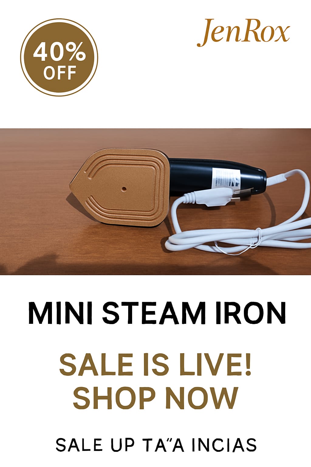 JenRox Mini Steam Iron – Portable Travel-Friendly Wrinkle Remover - Image 3